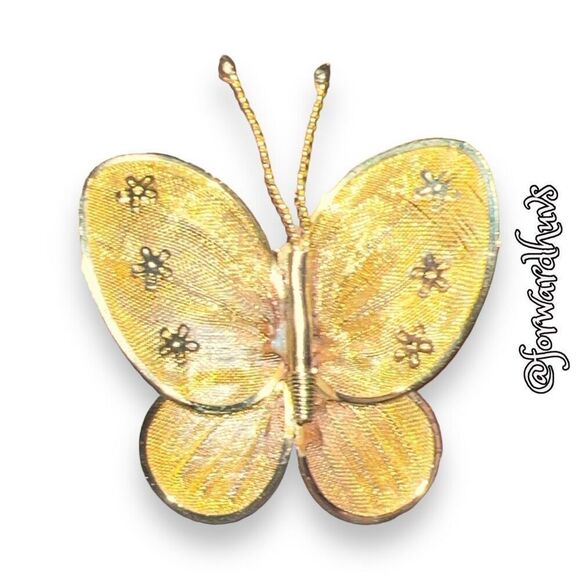 Bundle Sale 3 for $15 | Mesh Gold Tone Hand Crafted Butterfly Brooch - Picture 3 of 8
